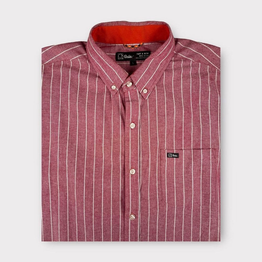 Bolla Co. Alley S/S Shirt Mens Large Red White Striped Skateboarding Outdoors